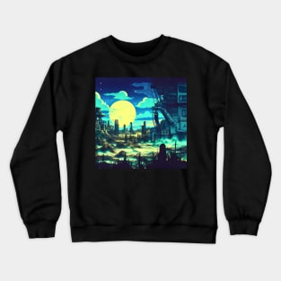 post-apocalyptic land on a starry night Crewneck Sweatshirt